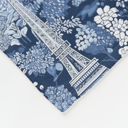 Couverture Polaire Toile Tour Eiffel Parisienne, dans une ambiance bl (Coin)
