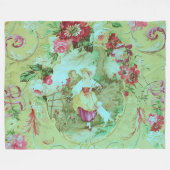 Couverture Polaire Toile victorienne antique Rococo Style Sage Green (Devant (Horizontal))