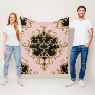 Couverture Polaire Toison baroque dorée motif polaire