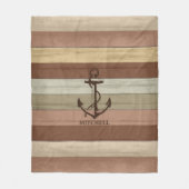 Couverture Polaire Tonage Rustique Terre Bois ⚓ Nautique Rayures et A (Devant)