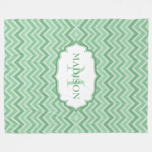 Couverture Polaire Tones vertes Chevron Motif (Devant (Horizontal))