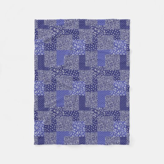 Couverture Polaire Tons Chintz Motif de Patchwork de Polka bleu point (Devant)
