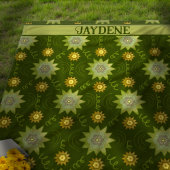 Couverture Polaire Tons De Fleurs Géométriques Vert Olive