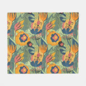 Couverture Polaire Tons de terre riche fleurs exotiques sans couture (Devant (Horizontal))