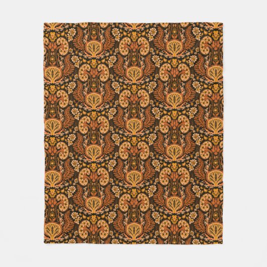 Couverture Polaire Tons en bois riches de damassé de rein (Devant)