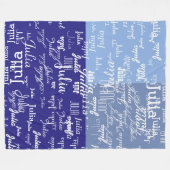 Couverture Polaire tons géométriques modernes de bleu motif des noms (Devant (Horizontal))