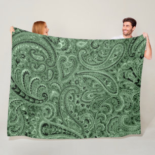 Couverture Polaire Tons verts Floral Paisley Motif