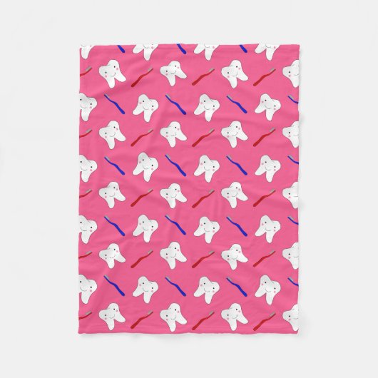 Couverture Polaire Toothburshes et motif roses mignons de dents (Devant)