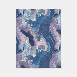 Couverture Polaire Topographie bleue et violette Toison Blanche
