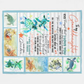 Couverture Polaire Tortue à ma petite-fille Je t'aime (Devant (Horizontal))