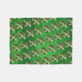 Couverture Polaire Tortue à Santa Chapeau sur Vert (Devant (Horizontal))