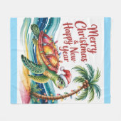 Couverture Polaire Tortue au paradis de Noël (Devant (Horizontal))