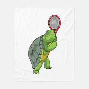 Couverture Polaire Tortue au Tennis avec raquette de tennis