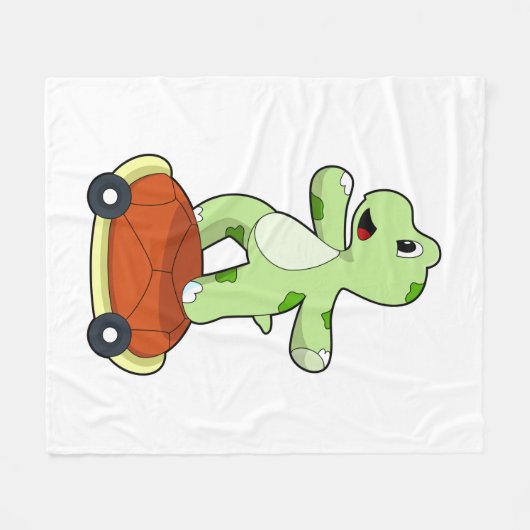 Couverture Polaire Tortue avec coquille en tant que skateboard (Devant (Horizontal))