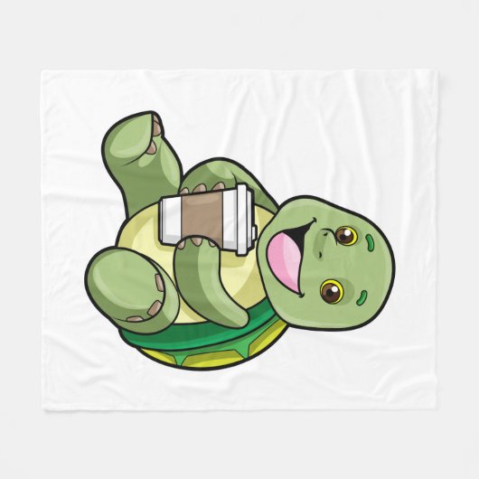 Couverture Polaire Tortue avec Shell & Café à aller (Devant (Horizontal))
