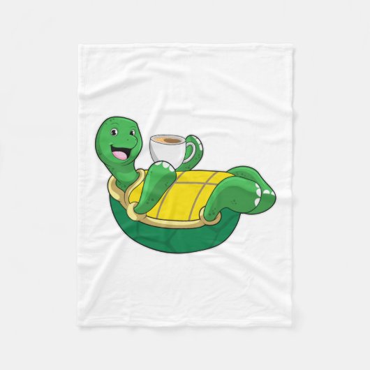 Couverture Polaire Tortue avec tasse de café (Devant)