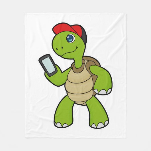 Couverture Polaire Tortue avec téléphone et Casquette (Devant)