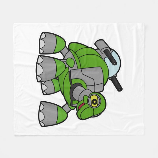 Couverture Polaire Tortue comme robot avec canons (Devant (Horizontal))