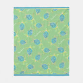 Couverture Polaire Tortue côtière monogramme bleu jaune vert (Devant)