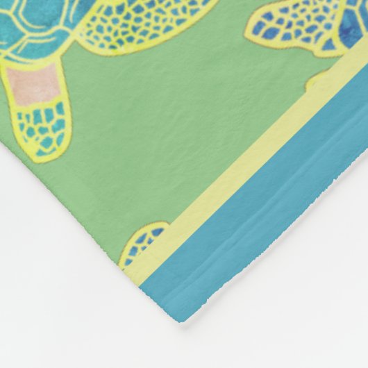 Couverture Polaire Tortue côtière monogramme bleu jaune vert (Coin)