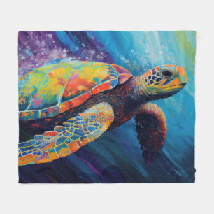 Couverture Polaire Tortue de mer à l'aquarelle
