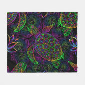 Couverture Polaire Tortue de mer Boho : Motif psychédélique mandala (Devant (Horizontal))