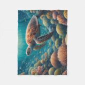 Couverture Polaire Tortue de mer et corail (Devant)
