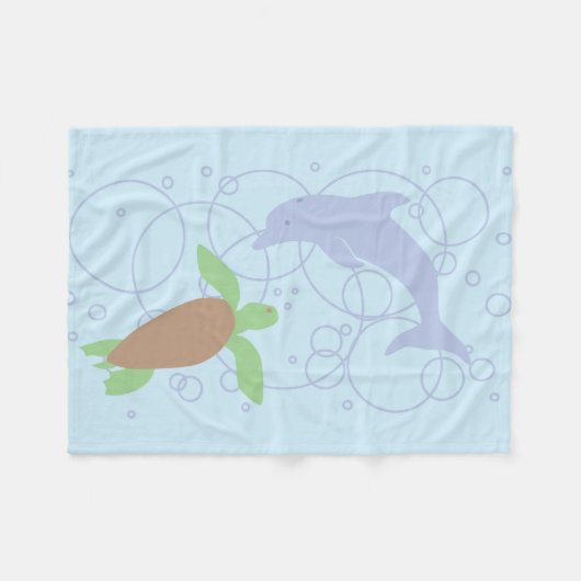 Couverture Polaire Tortue de mer et dauphin (Devant (Horizontal))