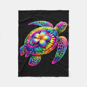 Couverture Polaire Tortue de mer hawaïenne Tie-dye Vacances à Hawaï P