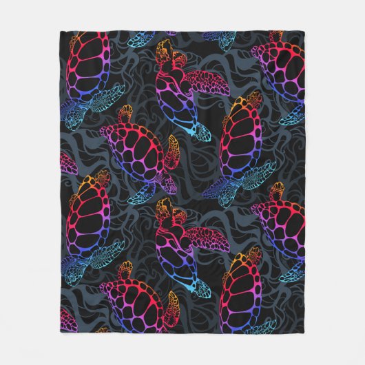 Couverture Polaire Tortue de mer psychédélique : Boho Ocean (Devant)