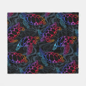 Couverture Polaire Tortue de mer psychédélique : Boho Ocean (Devant (Horizontal))