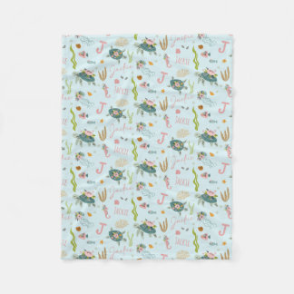Couverture Polaire Tortue de petite fille personnalisée | 30x40 polai