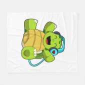Couverture Polaire Tortue en musique avec casque (Devant (Horizontal))