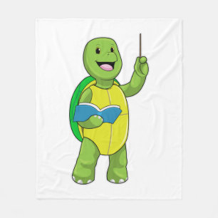 Couverture Polaire Tortue en tant qu'enseignant avec livre et pointeu
