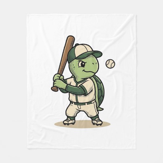 Couverture Polaire Tortue Mignonne Batteur de Baseball Art Vectoriel (Devant)