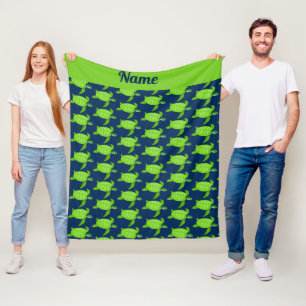Couverture Polaire Tortue verte personnalisée sur marine