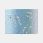 Couverture Polaire Tortues de mer d'argent Bleu Gradient Animal (Devant (Horizontal))