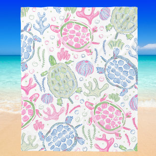 Couverture Polaire Tortues marines à l'aquarelle Océan / Plage côtièr