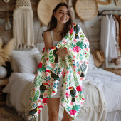 Couverture Polaire Toscanes colorées fleurs tropicales motif