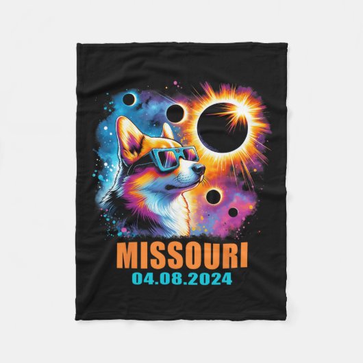 Couverture Polaire Totalité Total Solaire Eclipse 2024 Missouri Corgi (Devant)