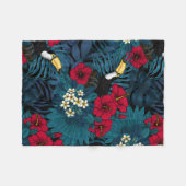 Couverture Polaire Toucans et flore tropicale, verte et rouge (Devant (Horizontal))