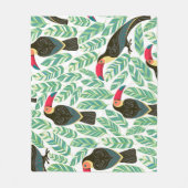 Couverture Polaire Toucans, feuilles tropicaux, motif décoratif. (Devant)
