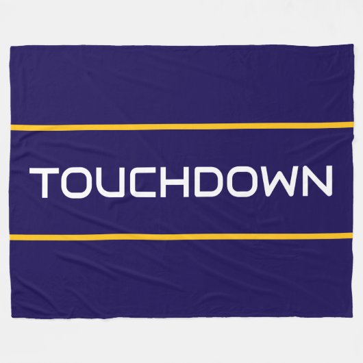 Couverture Polaire TOUCHDOWN Texte Blanc Rayures Orange Doré Navy (Devant (Horizontal))