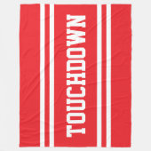 Couverture Polaire TOUCHDOWN Texte Blanc Rouge Clair Rayures de Cours (Devant)