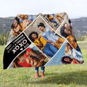 Couverture Polaire Toujours et à jamais   Collage photo moderne de 6 