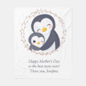 Couverture Polaire Toujours ma mère - maman pingouin et bébé (Devant)
