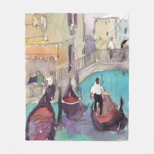 Couverture Polaire Tour de gondole de Venise d'aquarelle des