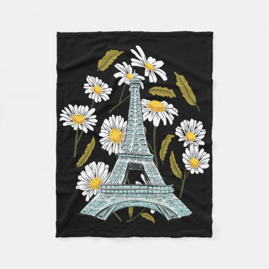 Couverture Polaire Tour Eiffel Automne Fleur Paris Tomber En France A (Devant)
