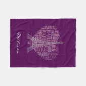 Couverture Polaire Tour Eiffel et inscriptions Paris | Deep Purple (Devant (Horizontal))