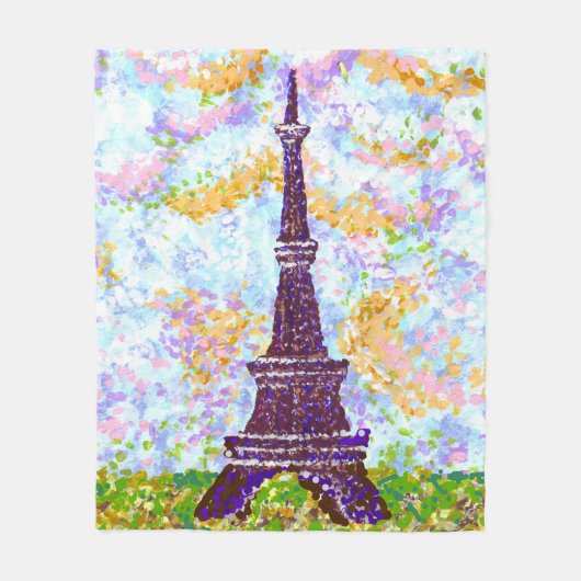 Couverture Polaire Tour Eiffel Paysage Printemps Pointillisme (Devant)